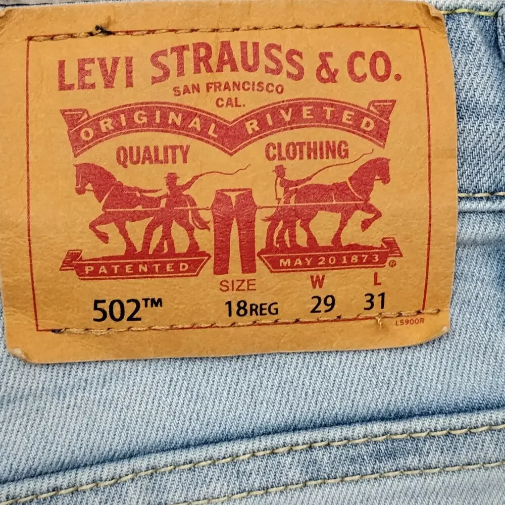 Levi's 502 Jeans Size 18 (29x31) Light Blue Wash Straight Leg